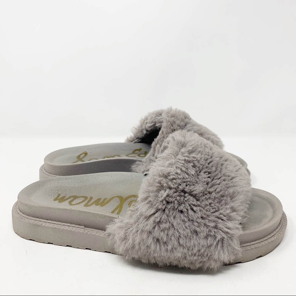 Sam Edelman Gray Fuzzy Slide Sandals